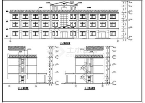 某三层框架结构办公楼建筑设计施工图